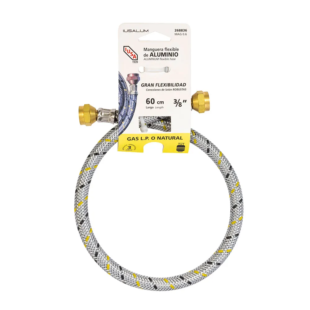 [268836] MANGUERA DE ALUMINIO ARMADA PARA GAS IUSA 60CM