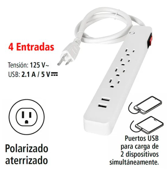 [620022] MULTICONTACTO IUSA 4 ENTRADAS + 2 USB