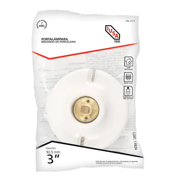 [217776] PORTALAMPARA PORCELANA IUSA RED 102MM
