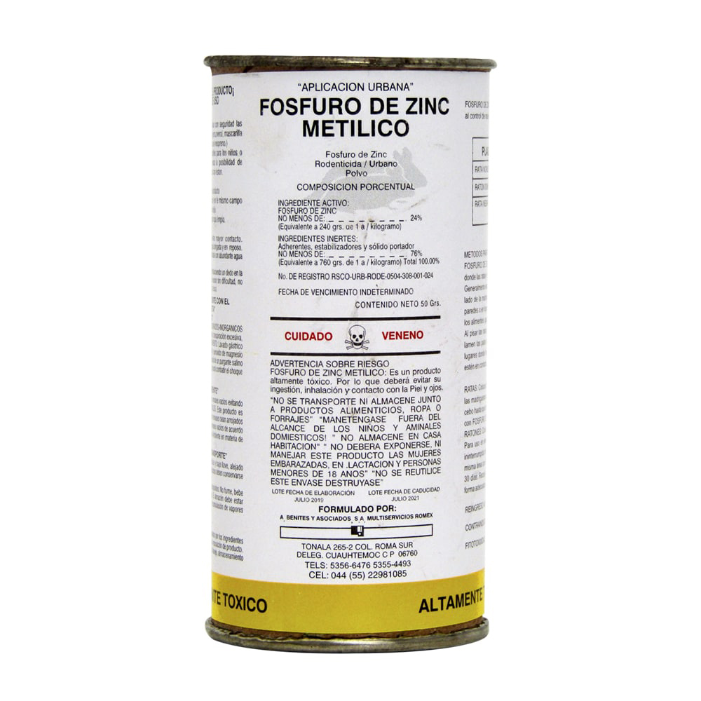 [61CR09020] VENENO FOSFURO DE ZINC 50GR TASA 0%