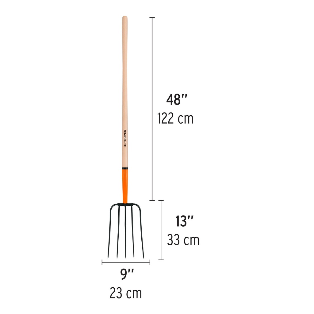 BIELDO PARA PAJA, 5 DIENTES, MANGO 48',