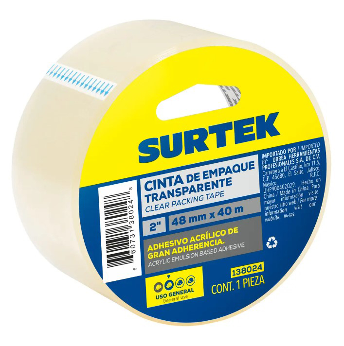[138024] CINTA DE EMPAQUE TRANSPARENTE 40M SURTEK