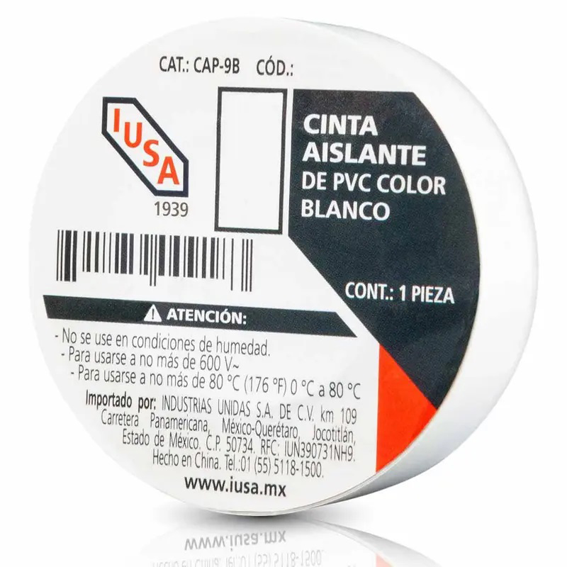 CINTA DE AISLAR IUSA PVC BLANCA 19MM 18M