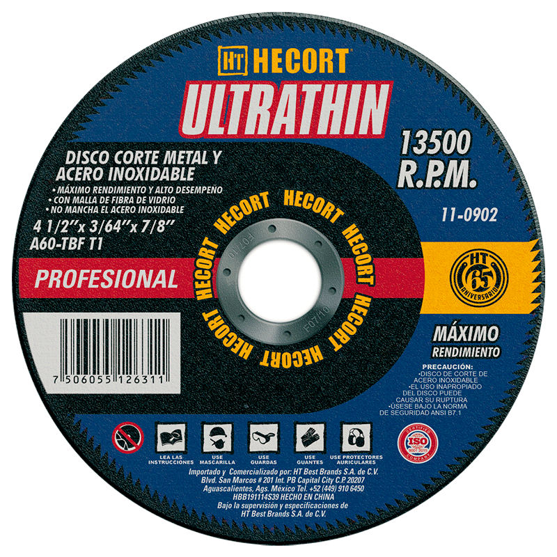 [11-0902] DISCO CORTE ACERO INOXIDABLE HECORT 4 1/2"