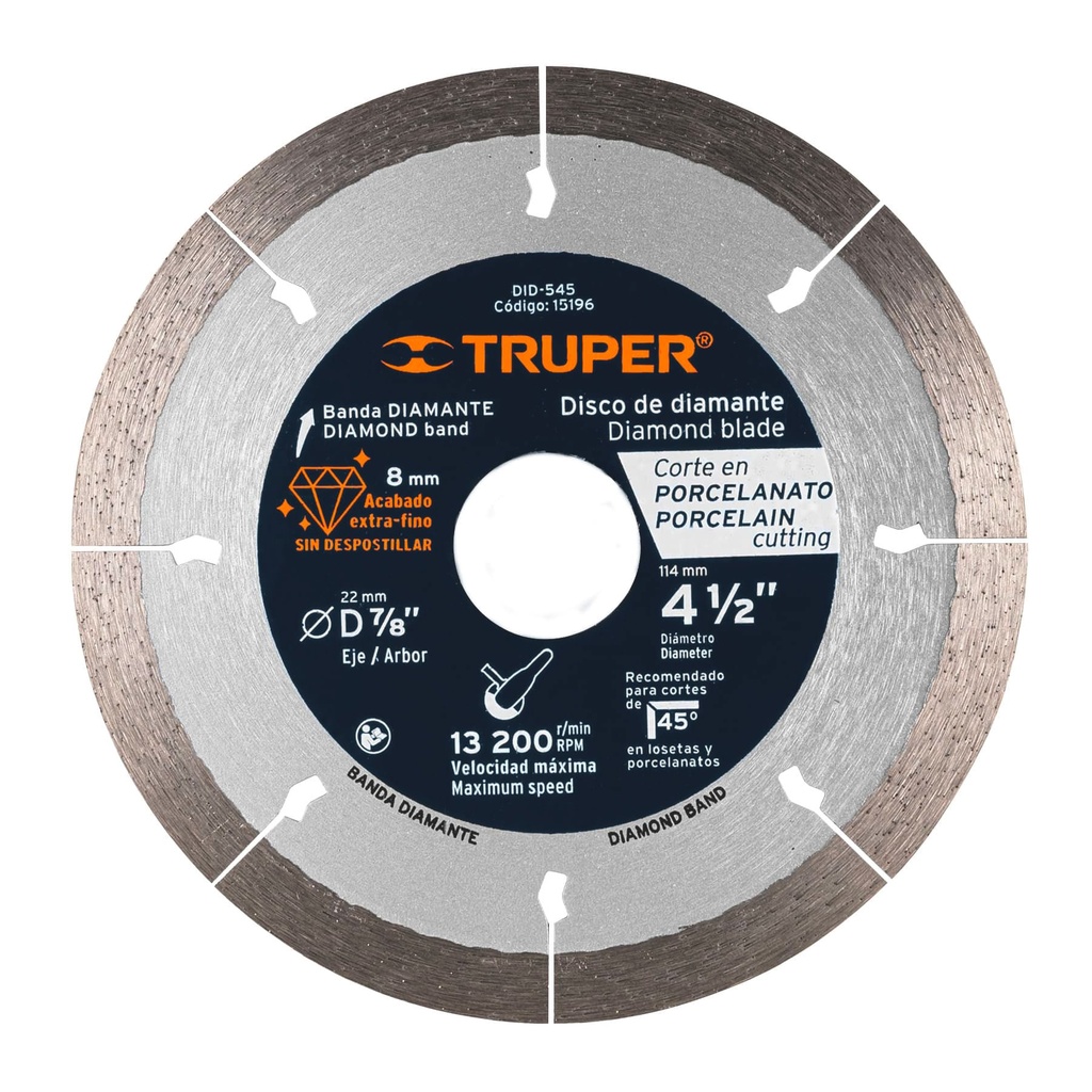 DISCO DIAMANTE PORCELANATO 4 1/2 TRUPER