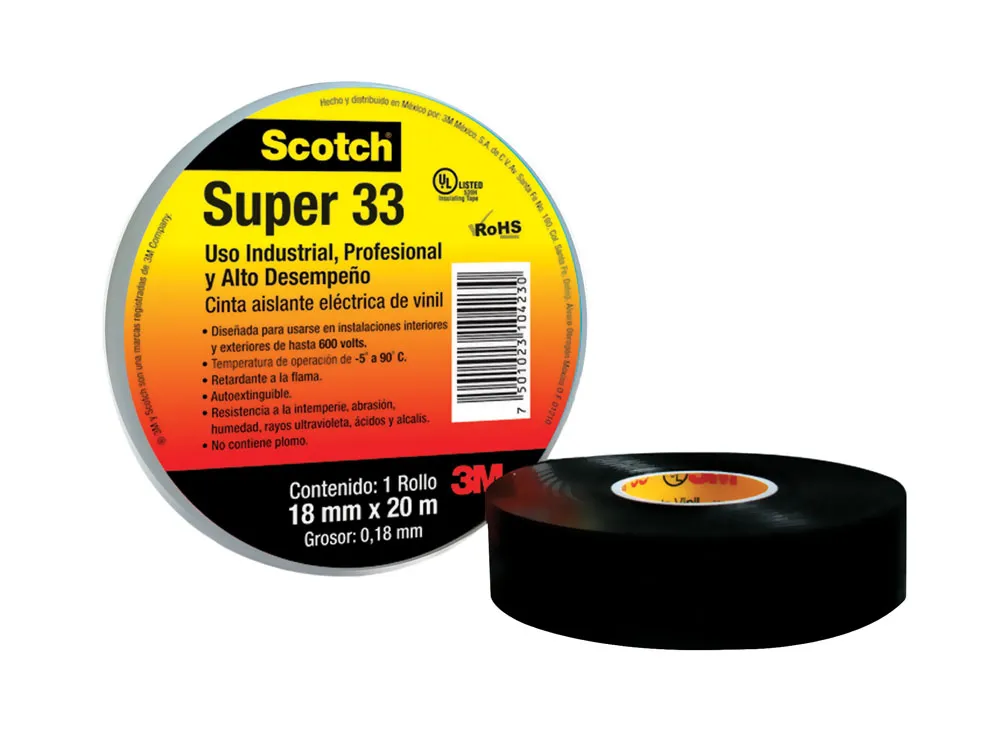 CINTA DE AISLAR 3M SCOTCH SUPER 33 18MM X 20M NEGRA