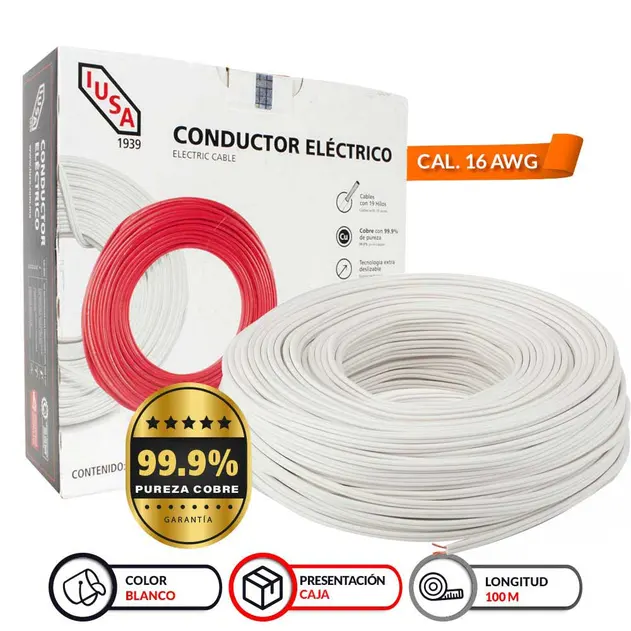 [301710] CABLE POT IUSA BLANCO CAJA 100M CAL. 16
