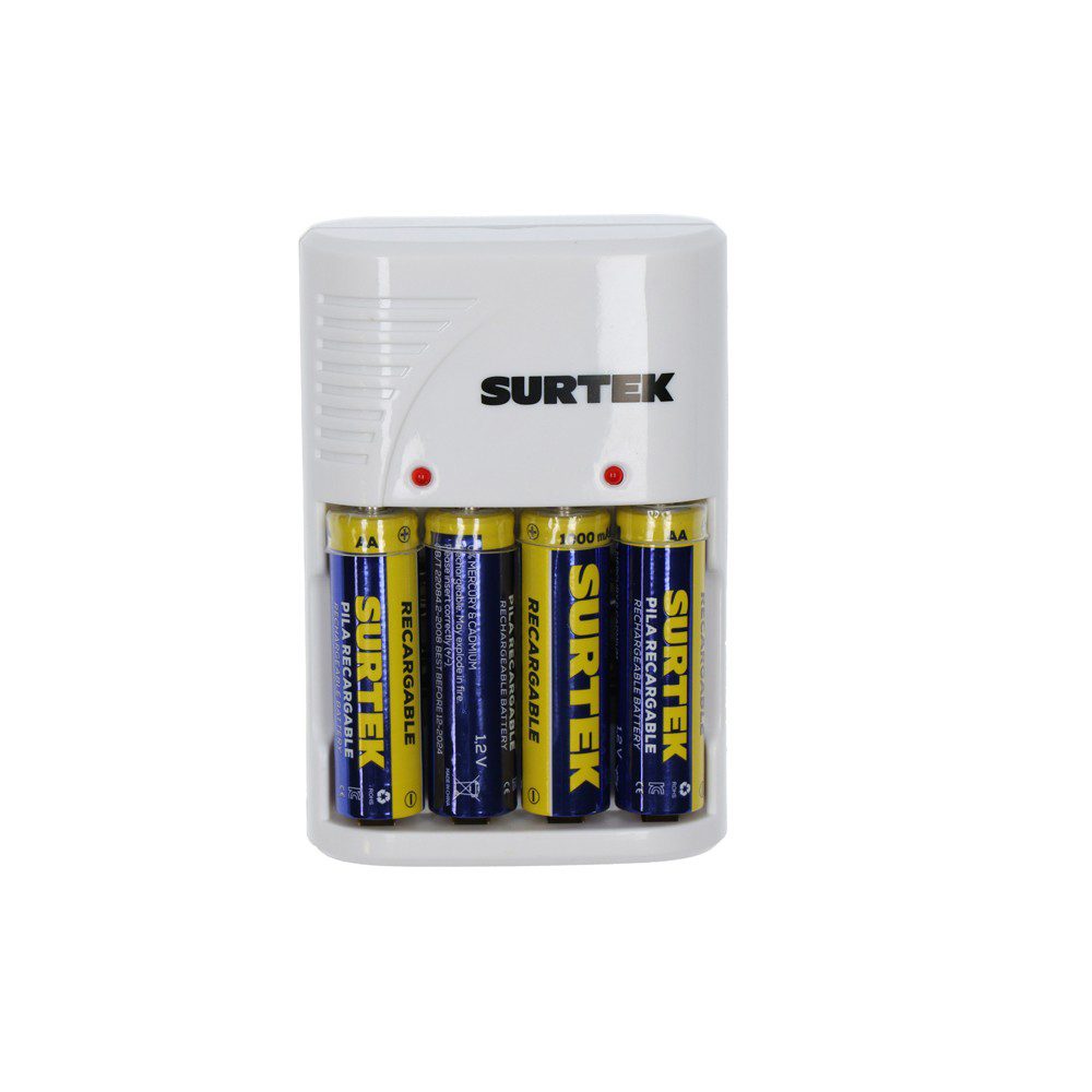 CARGADOR PILAS SURTEK AA, AAA Y 9V