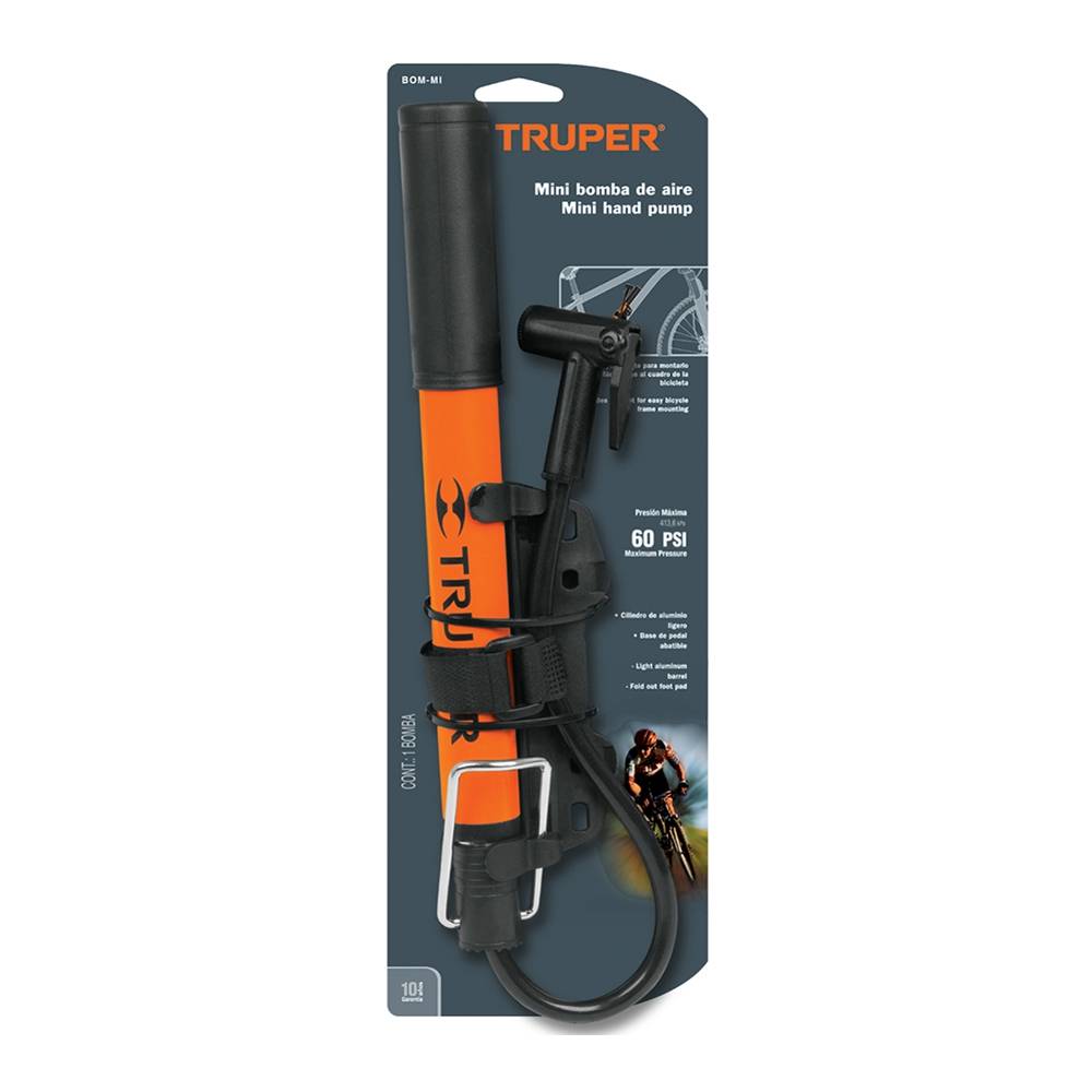[13790] BOMBA DE AIRE MANUAL MINI 60 PSI TRUPER
