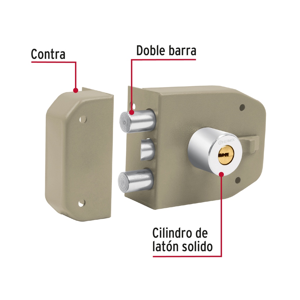 [43484] CERRADURA DE SOBREPONER 2 BARRAS INS FAC