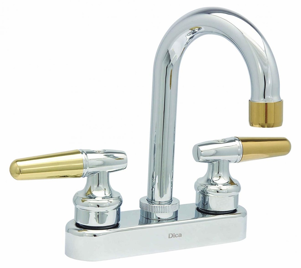 MEZCLADORA DICA LAVABO CROMO ORO