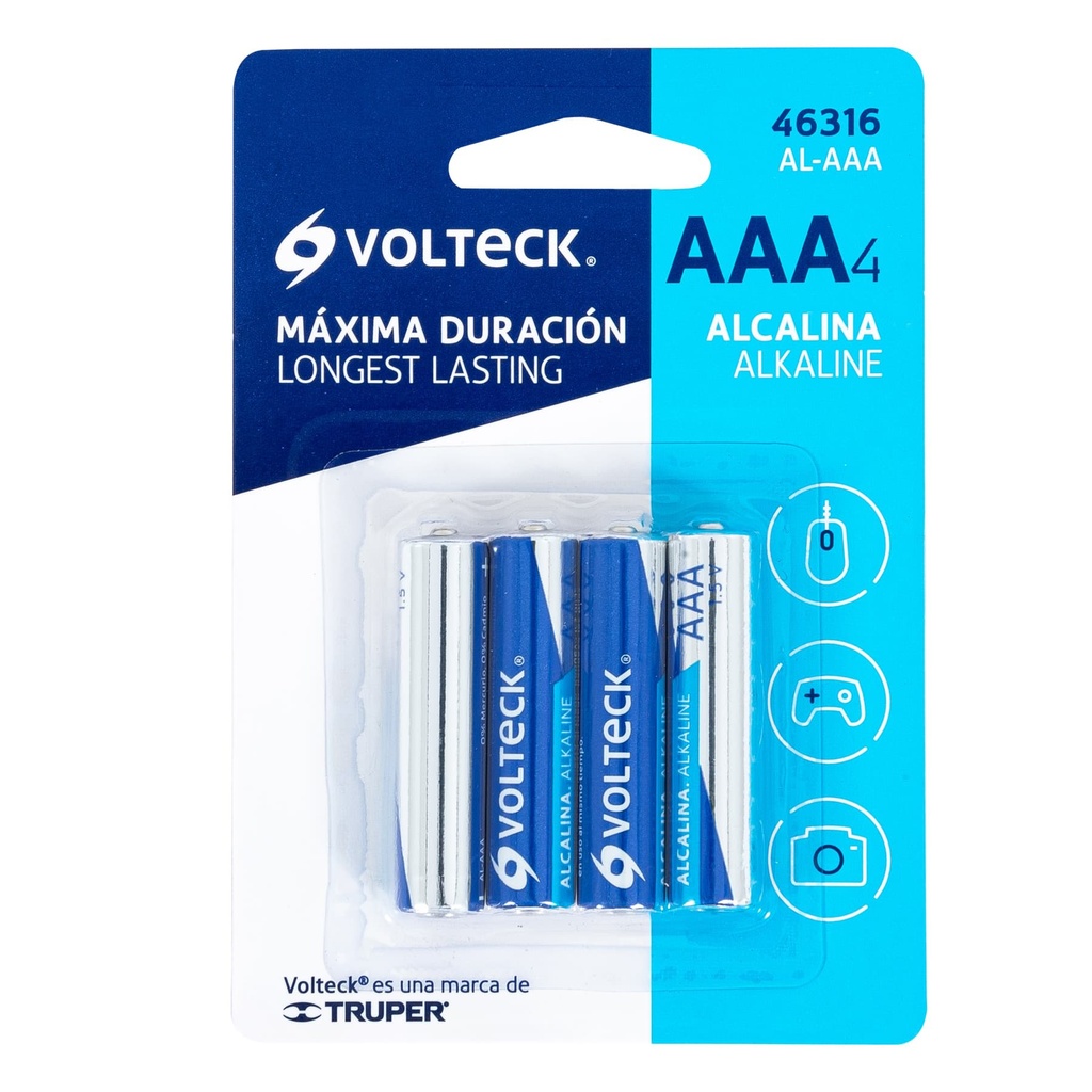 PILAS ALCALINAS AAA VOLTECK 4 PZ