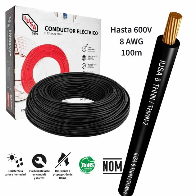 CABLE THW IUSA NEGRO CAJA 100M CAL. 8
