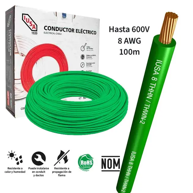 CABLE THW IUSA VERDE CAJA 100M CAL. 8
