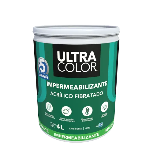 IMPERMEABILIZANTE ULTRACOLOR 5 AÑOS FIBRATADO 4L BLANCO