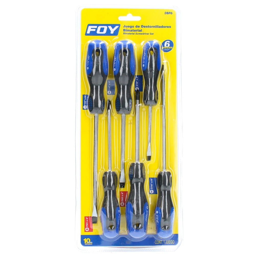 JUEGO DESARMADORES COMBINADOS 6 PZAS FOY