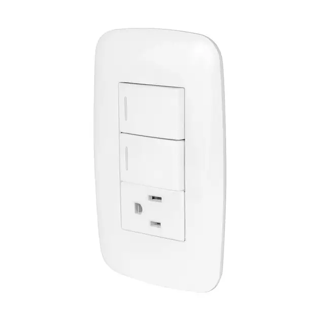 IUSA CURVE PLACA 3V, 1 CONTACTO Y 2 APAGADORES SENCILLOS